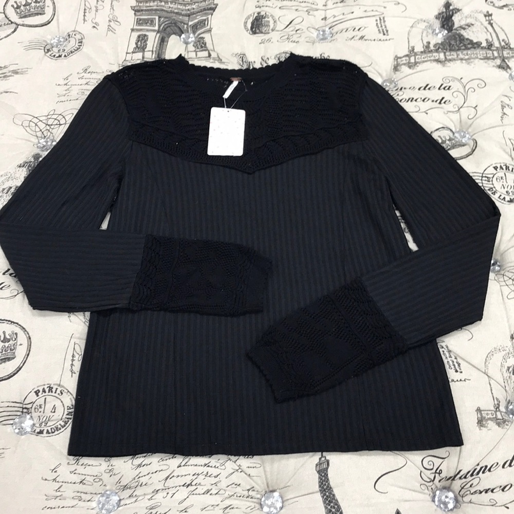 🎁 Free People Colette Scallop Neck Trim Knit Sweater - Picture 3 of 9